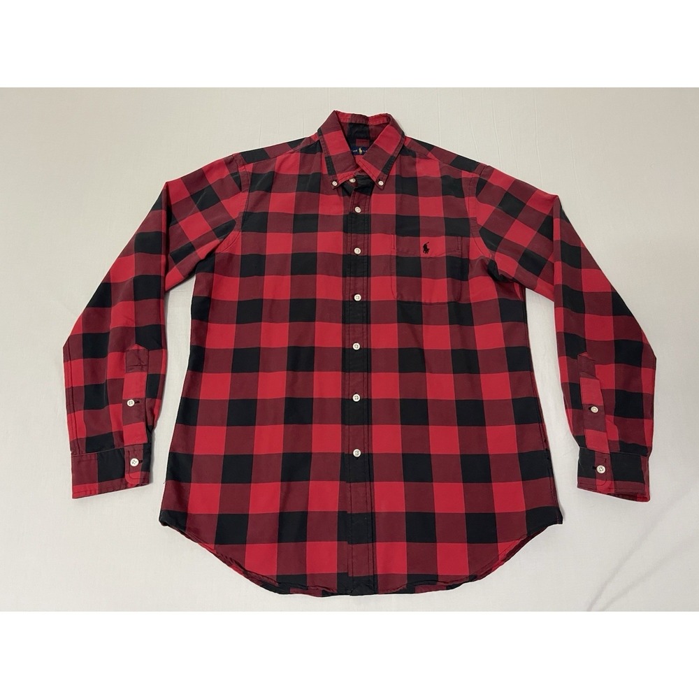 Polo Ralph Lauren Buffalo Check Button Dow Shirt Red Black Men's Medium M
